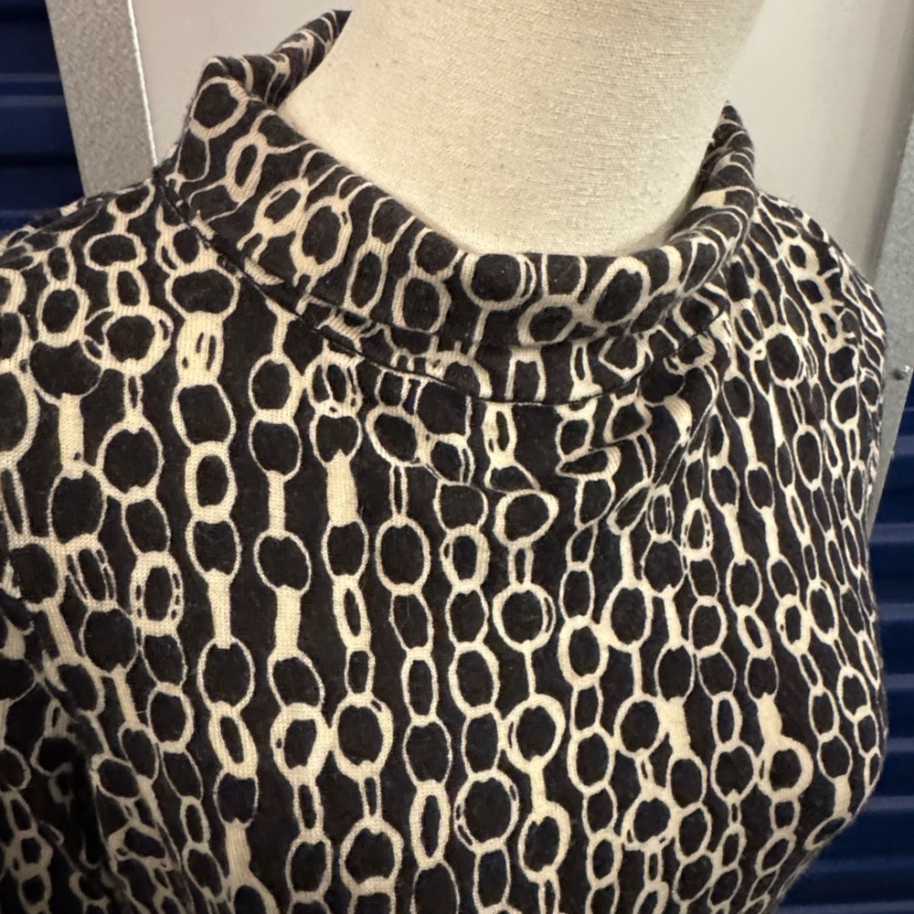 J. Crew Collection Chic Black & Cream Patterned Top Mini Dress Size Medium - Picture 2 of 7